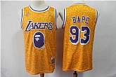 Lakers 93 Bape Yellow Hardwood Classics Jersey,baseball caps,new era cap wholesale,wholesale hats